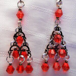 No 637 Beautiful handmade chandelier earrings with glass crystals